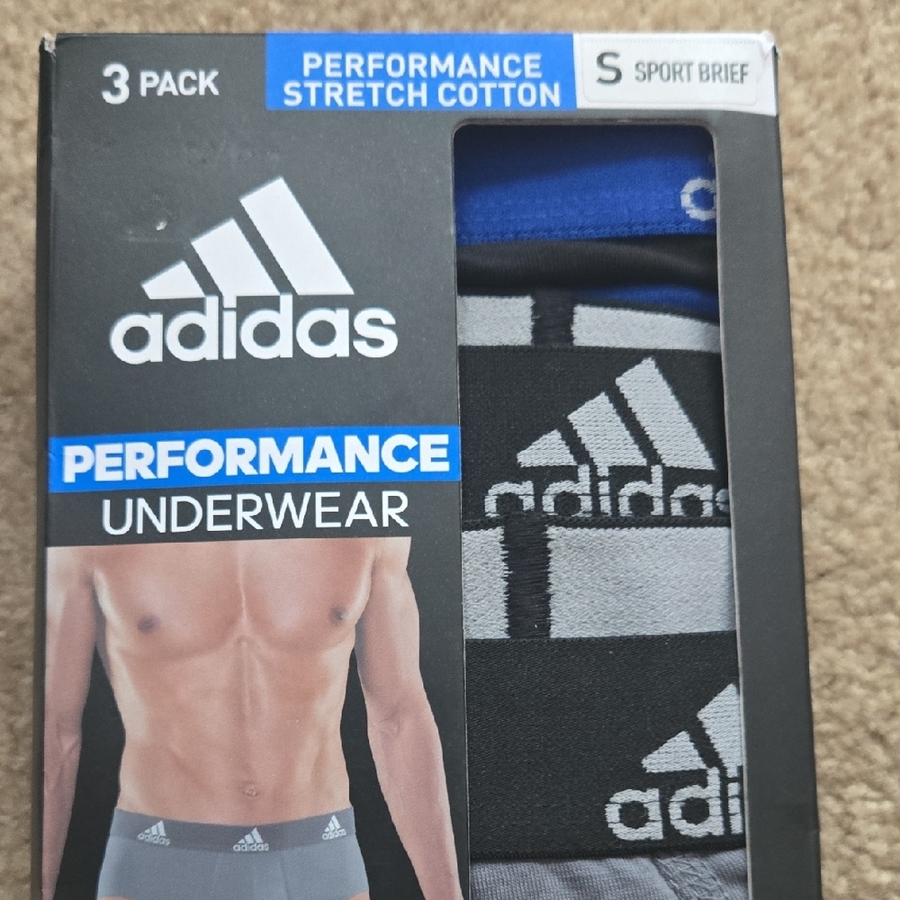 Adidas Black and Blue Performance Briefs 3-Pack